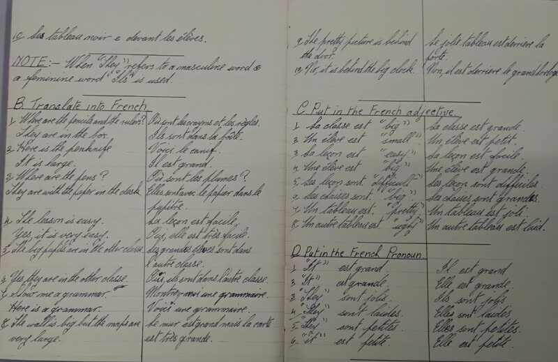 French exercise book