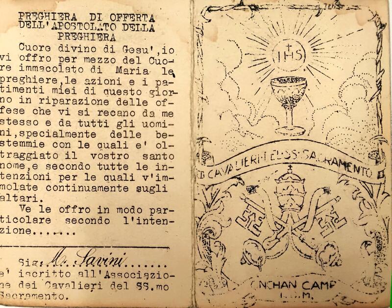 Pagellina per gli iscritti alla Guardia d’Onore (Catholic worship shifts)